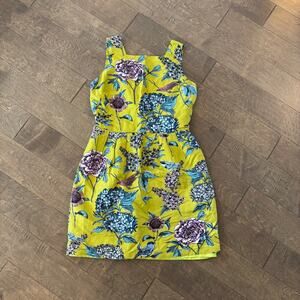 Boden Kiera Day Dress in Chartreuse Bird‎ Floral SZ 10R